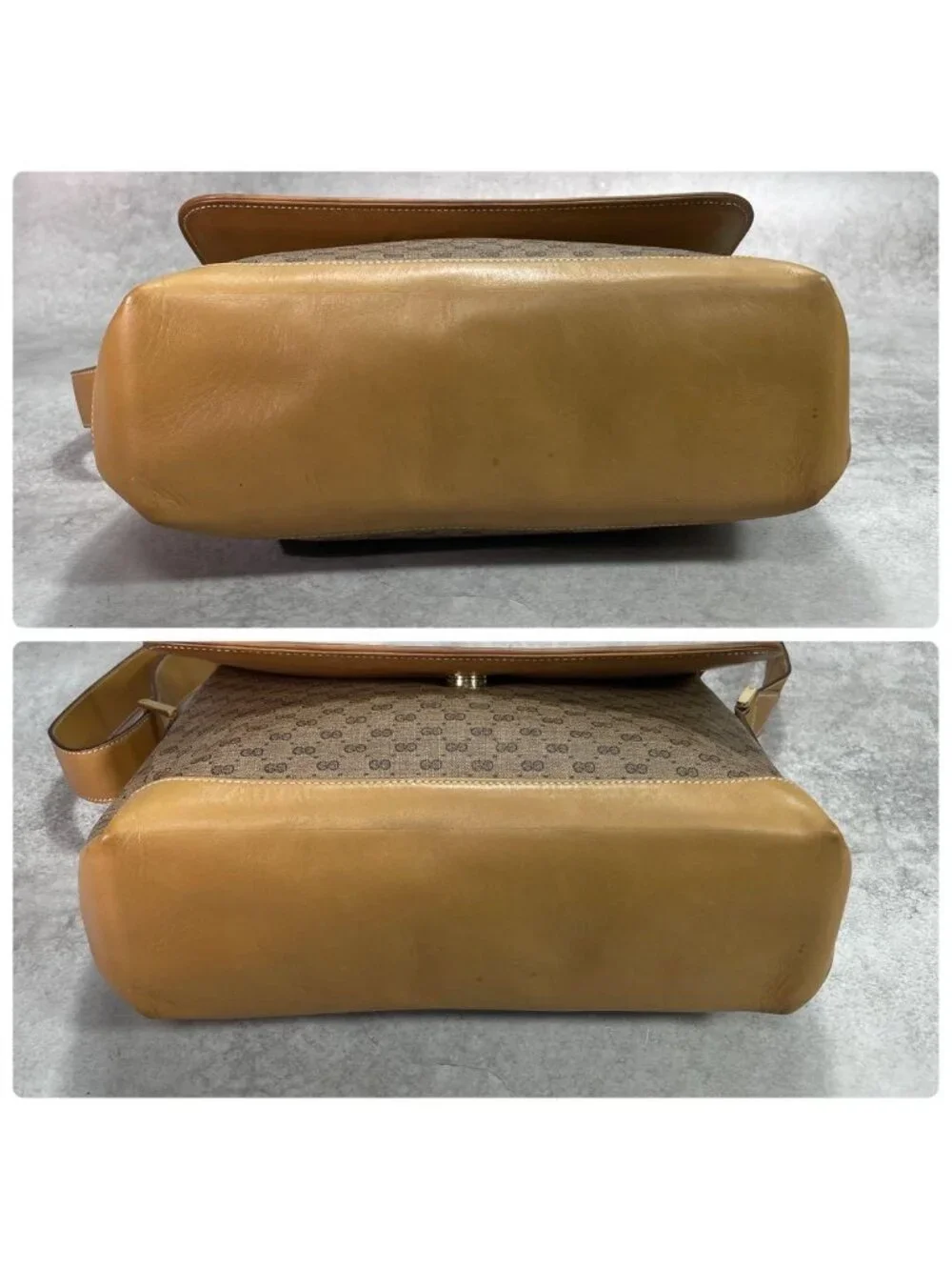 Gucci GG Shoulder Bag Brown Beige Logo Leather